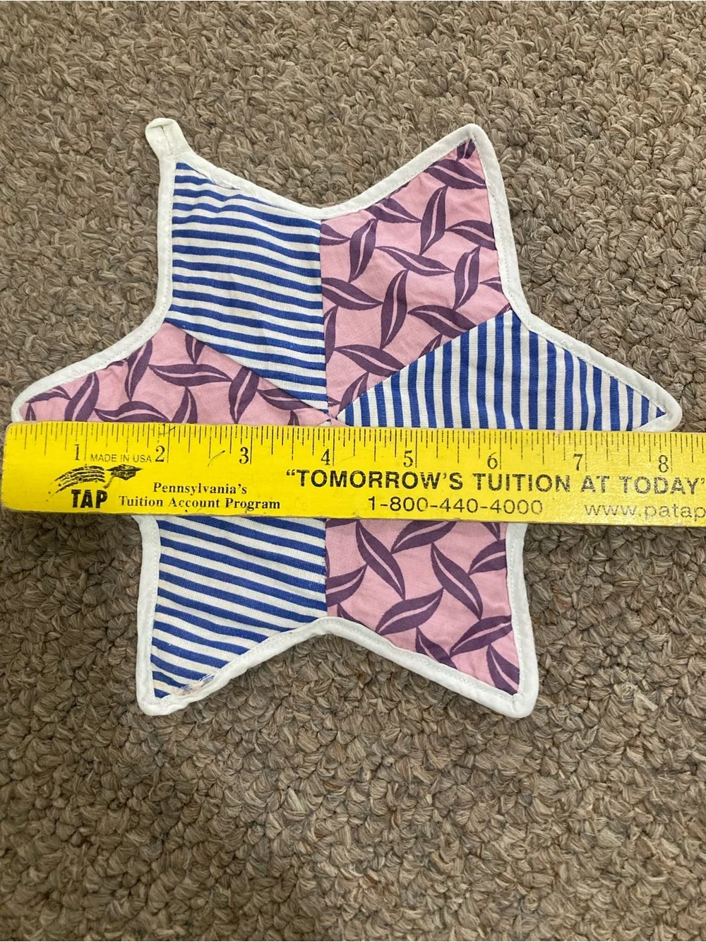 Vintage Handmade Potholders Lot Of 4 Cotton Stars And Squares Reversible
